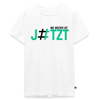 Nie Wieder ist JETZT - Teenager Premium Bio T-Shirt - Weiß - Vorne - AI Model Teenager Male light (155cm)