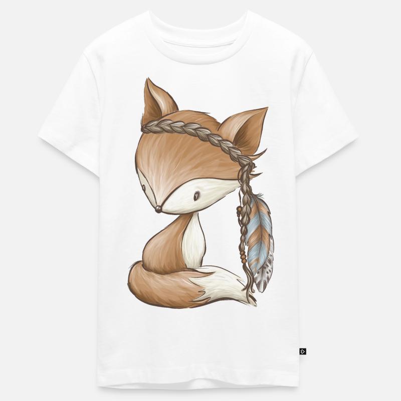 Fox - Boho - T-shirt Premium bio Ado - blanc