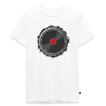 Disque vinyle Disque Musique - T-shirt Premium bio Ado - blanc - Devant - AI Model Teenager Male light (155cm)