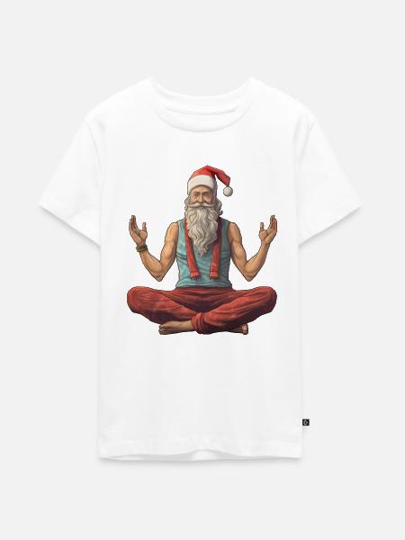 Weihnachtsmann Yoga - Teenager Premium Bio T-Shirt - Weiß