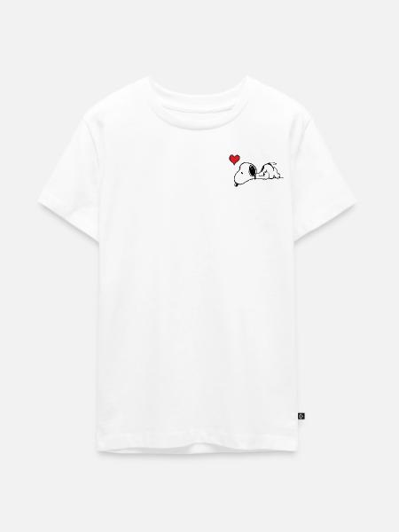 Peanuts Snoopy Herz Brustmotiv - Teenager Premium Bio T-Shirt - Weiß