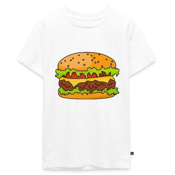 Hamburger oder Cheeseburger - Teenager Premium Bio T-Shirt - Weiß - Vorne - AI Model Teenager Male light (155cm)