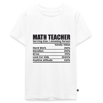 Math Teacher Serving Size 1 Amazing personne - T-shirt Premium bio Ado - blanc - Devant - AI Model Teenager Male light (155cm)