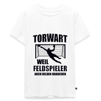 Fußball Torwart Torhüter Tormann Hüter Geschenk - Teenager Premium Bio T-Shirt - Weiß - Vorne - AI Model Teenager Male light (155cm)