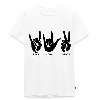 Rock Love Peace - Teenager Premium Bio T-Shirt - Weiß - Vorne - AI Model Teenager Male light (155cm)