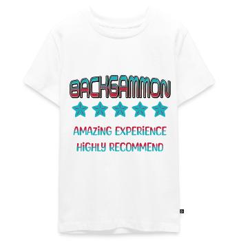 Backgammon Erstaunliche Erfahrung Sehr zu empfehlen - Teenager Premium Bio T-Shirt - Weiß - Vorne - AI Model Teenager Male light (155cm)