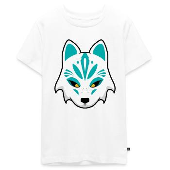 Kitsune Maske blau - Teenager Premium Bio T-Shirt - Weiß - Vorne - AI Model Teenager Male light (155cm)