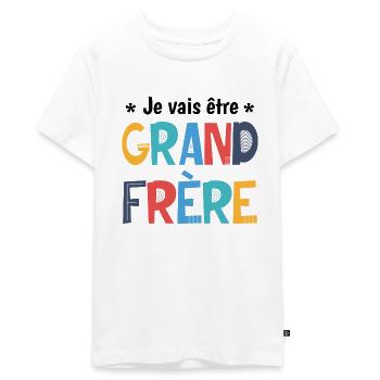 Futur grand frère - Bientôt grand frère - T-shirt Premium bio Ado - blanc - Devant - AI Model Teenager Male light (155cm)
