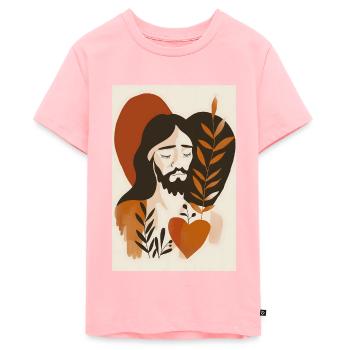 Braun Jesus Wandkunst, Böhmische Christliche - Teenager Premium Bio T-Shirt - Rosa - Vorne
