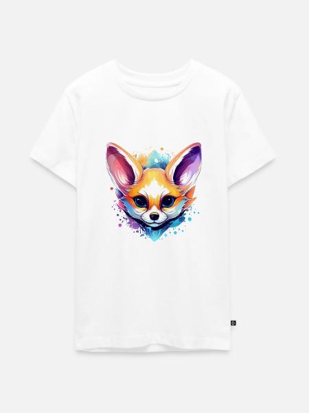 Bunter Fennek - Teenager Premium Bio T-Shirt - Weiß