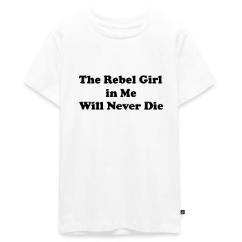 Das rebellische Mädchen in mir wird niemals sterben - Teenager Premium Bio T-Shirt - Weiß - Vorne - AI Model Teenager Male light (155cm)