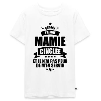 dégage j'ai une mamie cinglée - T-shirt Premium bio Ado - blanc - Devant - AI Model Teenager Male light (155cm)