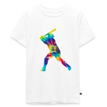 Baseball Fan Tie Dye Batter - Teenager Premium Organic T-Shirt - white - Front - AI Model Teenager Male light (155cm)