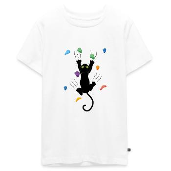 Bouldern Katze Klettern Felskletterer Trekking - Teenager Premium Bio T-Shirt - Weiß - Vorne - AI Model Teenager Male light (155cm)