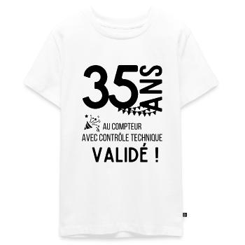 35 ans au compteur - T-shirt Premium bio Ado - blanc - Devant - AI Model Teenager Male light (155cm)