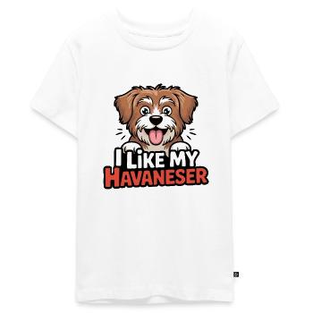 J’aime mon amour de chien bichon havanais - T-shirt Premium bio Ado - blanc - Devant - AI Model Teenager Male light (155cm)
