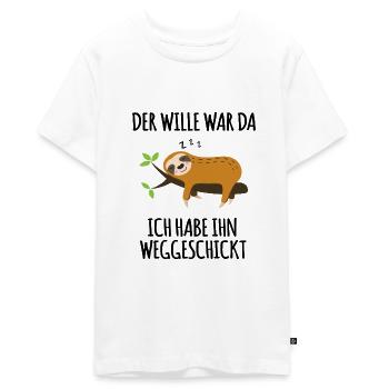 Lustiger Faultier Spruch Arbeitskollege Mitarbeite - Teenager Premium Bio T-Shirt - Weiß - Vorne - AI Model Teenager Male light (155cm)