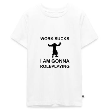 Work sucks I am gonna Roleplaying RPG LARP Hobby - Teenager Premium Bio T-Shirt - Weiß - Vorne - AI Model Teenager Male light (155cm)