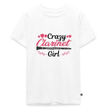Crazy Clarinet Girl Klarinette Klarinettist - Teenager Premium Bio T-Shirt - Weiß - Vorne - AI Model Teenager Male light (155cm)