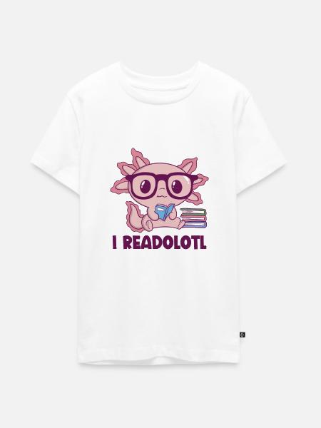 I Readolotl Axolotl - Teenager Premium Bio T-Shirt - Weiß