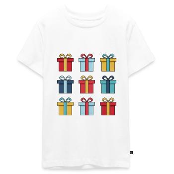 Des paquets colorés pour Noël - T-shirt Premium bio Ado - blanc - Devant - AI Model Teenager Male light (155cm)