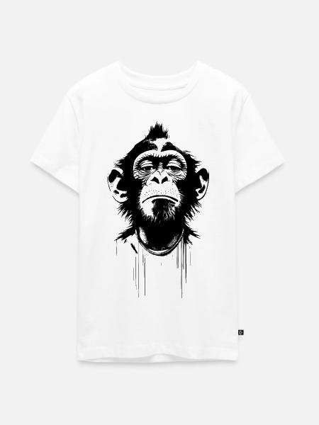 Eingebildeter Affe im Banksy Style - Teenager Premium Bio T-Shirt - Weiß