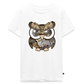 Hiboux Photos Collage Grands Yeux Mignon Oiseau Nocturne - T-shirt Premium bio Ado - blanc - Devant - AI Model Teenager Male light (155cm)