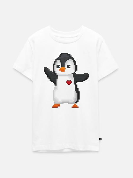Pinguin-Pixelkunst - Teenager Premium Bio T-Shirt - Weiß