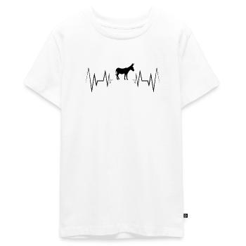 Herzschlag Esel Silhouette - Teenager Premium Bio T-Shirt - Weiß - Vorne - AI Model Teenager Male light (155cm)