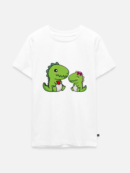 Big Brother Dino Siblings Little Sister - Teenager Premium Organic T-Shirt - white