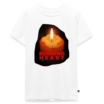 ZoffArt BURNING HEART - Teenager Premium Bio T-Shirt - Weiß - Vorne - AI Model Teenager Male light (155cm)