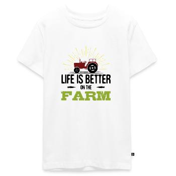 Das Leben auf dem Bauernhof ist besser - Teenager Premium Bio T-Shirt - Weiß - Vorne - AI Model Teenager Male light (155cm)