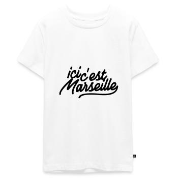 ici c'est Marseille - T-shirt Premium bio Ado - blanc - Devant - AI Model Teenager Male light (155cm)