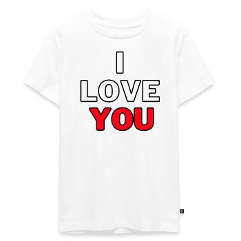 I Love You - I Love You Valentine's Day Gift - Teenager Premium Organic T-Shirt - white - Front - AI Model Teenager Male light (155cm)