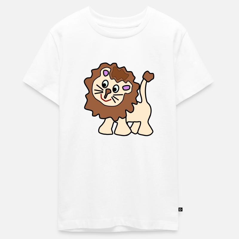 Mignon drôle de lion brun - T-shirt Premium bio Ado - blanc