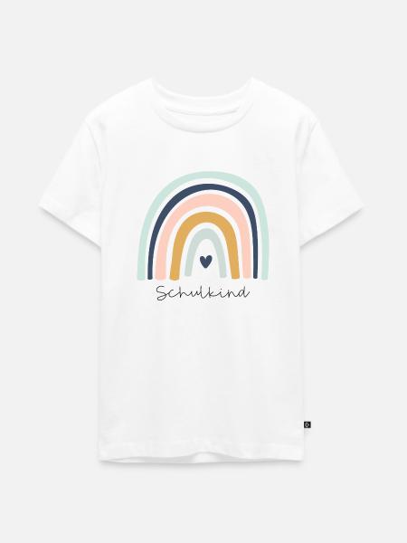 Schulkind Regenbogen - Teenager Premium Bio T-Shirt - Weiß