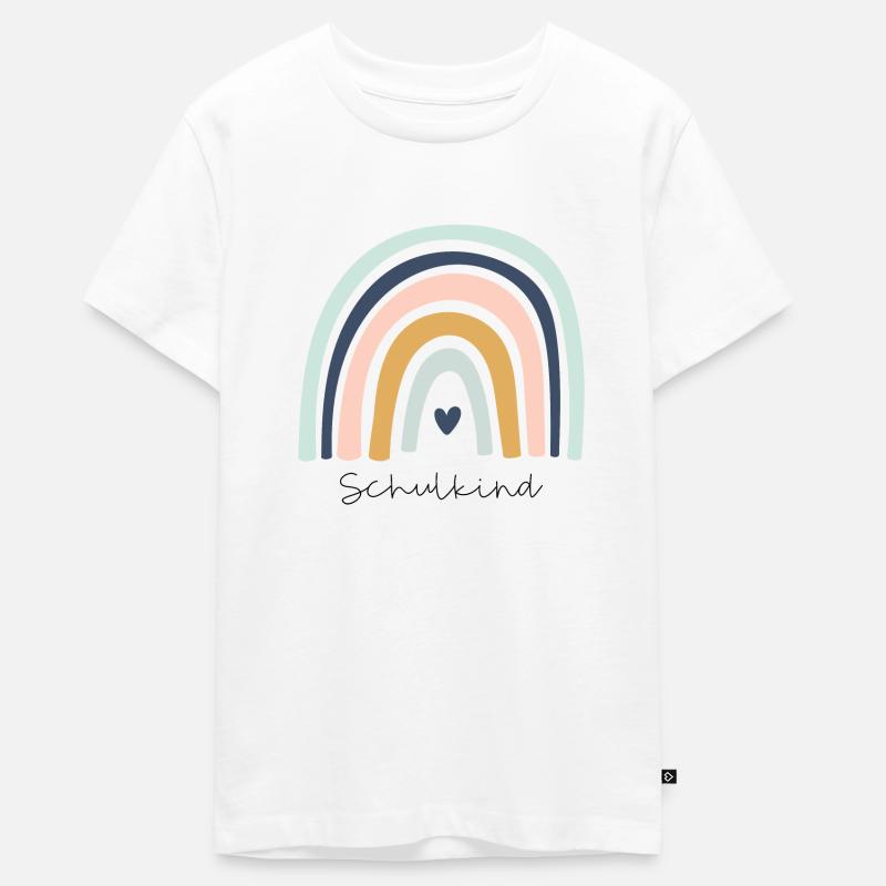 Schulkind Regenbogen - Teenager Premium Bio T-Shirt - Weiß