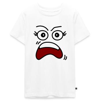 Überraschtes Frauengesicht - Teenager Premium Bio T-Shirt - Weiß - Vorne - AI Model Teenager Male light (155cm)