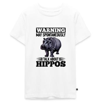 Hippo Hippopotamus Animal Warning May - Teenager Premium Bio T-Shirt - Weiß - Vorne - AI Model Teenager Male light (155cm)