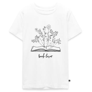 Book lover Wildblumen aus Buch - Teenager Premium Bio T-Shirt - Weiß - Vorne - AI Model Teenager Male light (155cm)