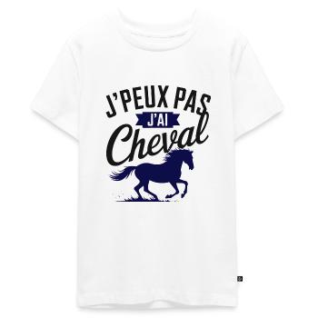 Passion Cheval Bleu - T-shirt Premium bio Ado - blanc - Devant - AI Model Teenager Male light (155cm)