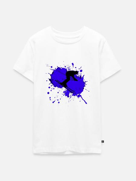 Skifahrer Splash - Teenager Premium Bio T-Shirt - Weiß
