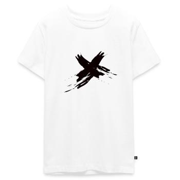 Éclaboussures croisées de couleur noire - T-shirt Premium bio Ado - blanc - Devant - AI Model Teenager Male light (155cm)