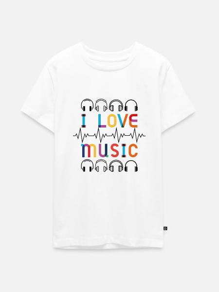Ich Liebe Musik - Teenager Premium Bio T-Shirt - Weiß