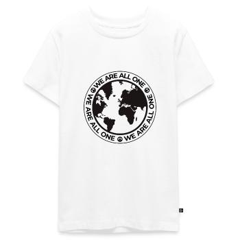 WE ARE ALL ONE - Nur gemeinsam sind wir stark - Teenager Premium Bio T-Shirt - Weiß - Vorne - AI Model Teenager Male light (155cm)