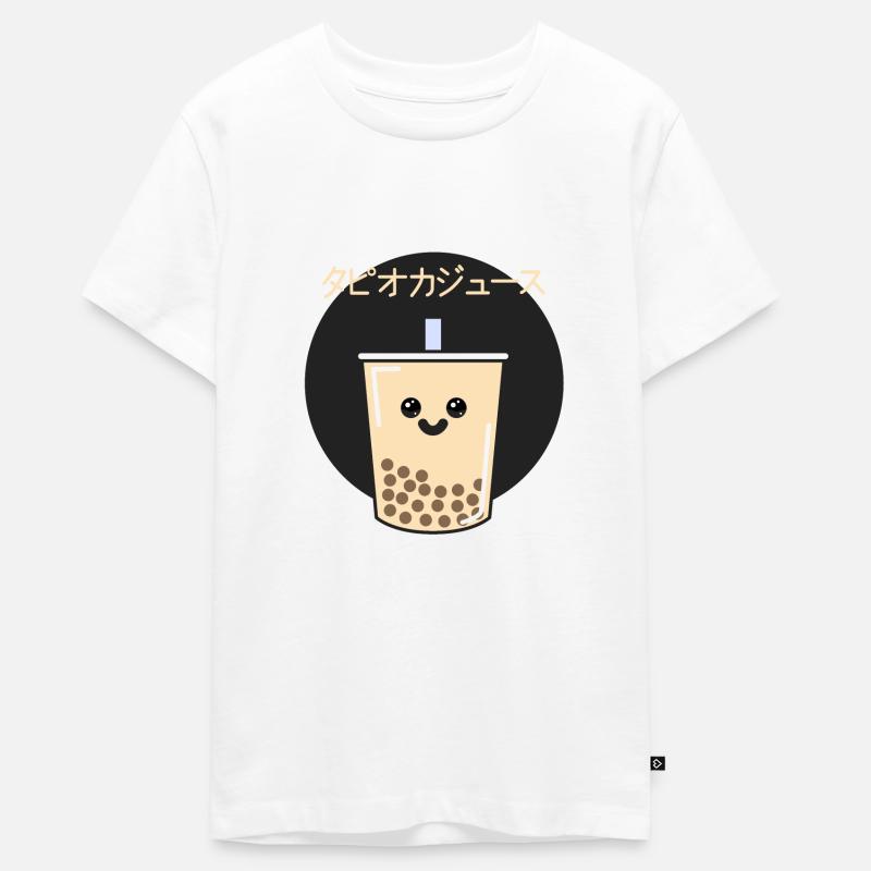 Thé à bulles Kawaii sucré avec écriture japonaise - T-shirt Premium bio Ado - blanc