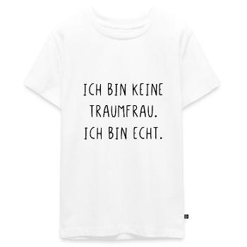 Ich bin keine Traumfrau ich bin echt - Teenager Premium Bio T-Shirt - Weiß - Vorne - AI Model Teenager Male light (155cm)