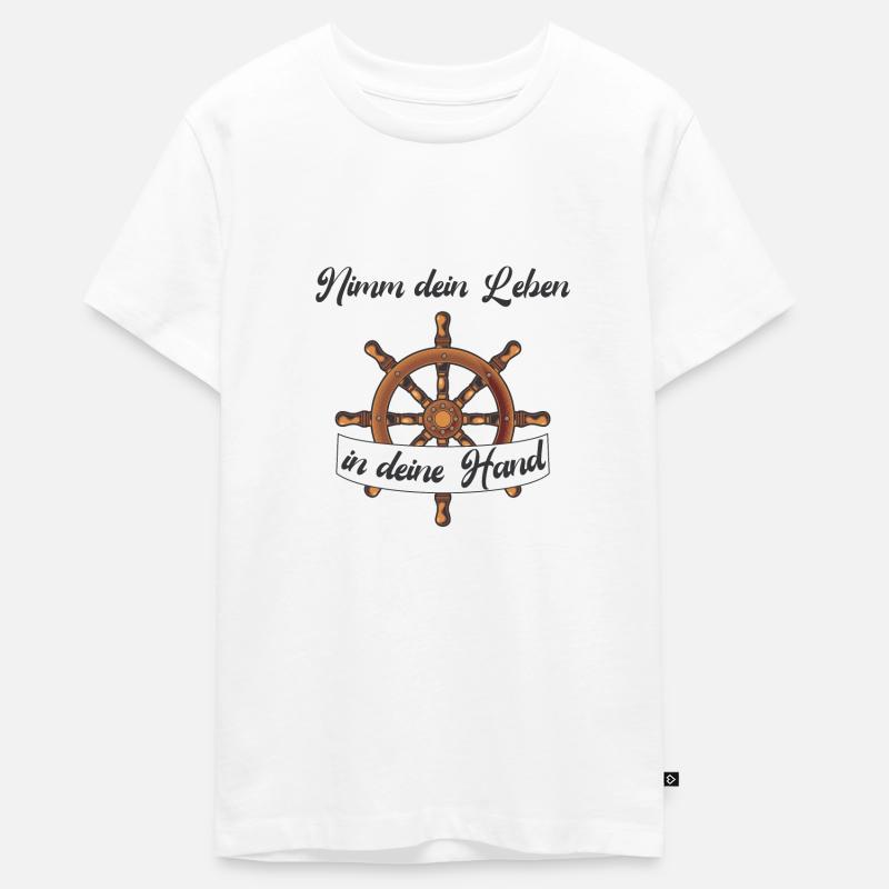 Nimm dein Leben in deine Hand - Lebens Steuerrad - Teenager Premium Bio T-Shirt - Weiß