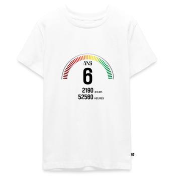 Anniversaire 6 ans Compteur - T-shirt Premium bio Ado - blanc - Devant - AI Model Teenager Male light (155cm)
