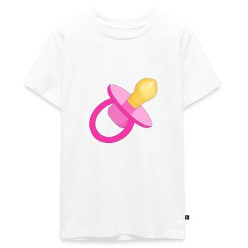 Rosa Schnuller - Baby Schnuller - Schnuller - Teenager Premium Bio T-Shirt - Weiß - Vorne - AI Model Teenager Male light (155cm)